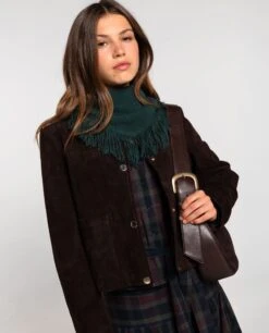 PAÑUELO MINIMAL CRUSH · VERDE -[品牌] Ventas THE-ARE panuelo verde punto flecos mujer the are 2