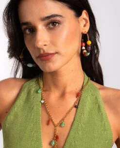 PENDIENTES ARO MARAMBA · MULTICOLOR -[品牌] Ventas THE-ARE pendientes dorados aro cuentas colores mujer the are 3