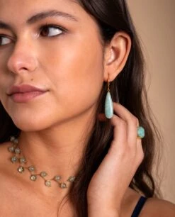 PENDIENTES DROP AMAZONITE · ACERO BAÑO ORO