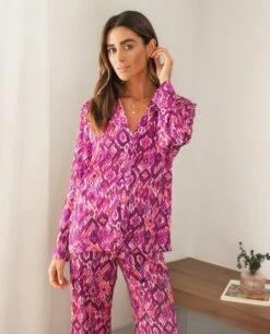 PIJAMA GLAZED FEELINGS · PANTALÓN LARGO -[品牌] Ventas THE-ARE pijama coral etnico estampado largo bonito mujer the are 3