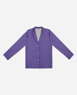 PIJAMA ROOM SERVICE · CAMISA LARGA -[品牌] Ventas THE-ARE pijama lila geometrico estampado camisero bonito mujer the are