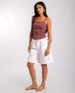 TOP LOST IN SUN · BLUSH -[品牌] Ventas THE-ARE short blanco flores bolsillos traseros mujer the are eci img 1 1