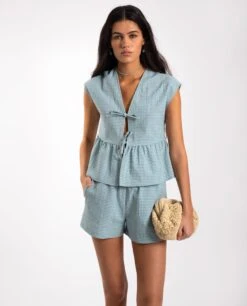 SHORT SUNNY HUNNY · MENTA -[品牌] Ventas THE-ARE short cuadros vichy verde menta conjunto mujer the are 1