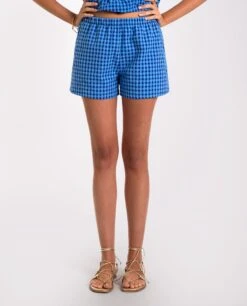 SHORT VERA · AZUL -[品牌] Ventas THE-ARE shorts cuadros vichy azul conjunto mujer the are eci img 2