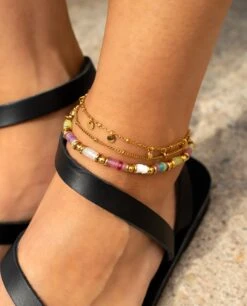 TOBILLERA MARINES OCEAN · ACERO BAÑO ORO -[品牌] Ventas THE-ARE tobillera piedras colores dorado complementos mujer the are 3