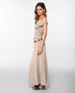 TOP EVENING BREEZE · DORADO -[品牌] Ventas THE-ARE top asimetrico dorado brillo conjunto elegante fiesta mujer the are 9