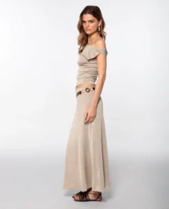 TOP EVENING BREEZE · DORADO -[品牌] Ventas THE-ARE top asimetrico dorado brillo conjunto elegante fiesta mujer the are 9 scaled