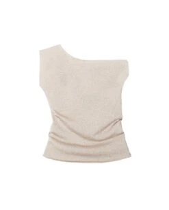 TOP EVENING BREEZE · DORADO -[品牌] Ventas THE-ARE top asimetrico dorado brillo conjunto elegante fiesta mujer the are eci img 5