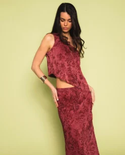 TOP SUNLIT STROLL · BLUSH -[品牌] Ventas THE-ARE top asimetrico estampado blush conjunto elegante fiesta mujer the are 4 scaled