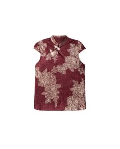 TOP RUBY BLOOM · BURDEOS -[品牌] Ventas THE-ARE top burdeos escote cerrado satinado jacquard conjunto mujer the are eci img 5
