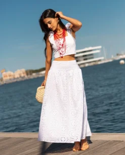 FALDA WISH YOU WERE · BLANCO -[品牌] Ventas THE-ARE top calado blanco lazada detras mujer the are 2 scaled