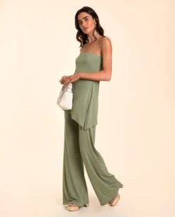 TOP ALGECIRAS · CAQUI -[品牌] Ventas THE-ARE top caqui elegante palabra honor elastico asimetrico conjunto invitada mujer the are