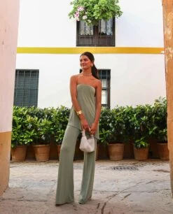 TOP ALGECIRAS · CAQUI -[品牌] Ventas THE-ARE top caqui elegante palabra honor elastico asimetrico conjunto invitada mujer the are fa40cbc4 53a0 416d a9bb 4b0474adda5c