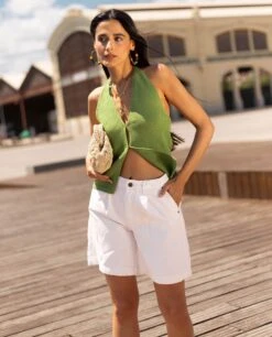 SHORT WILD HEART · BLANCO -[品牌] Ventas THE-ARE top cuello halter verde punto mujer the are 5