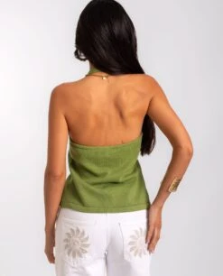 TOP ISLAND SPIRIT · VERDE -[品牌] Ventas THE-ARE top cuello halter verde punto mujer the are eci img 2