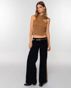 TOP DEAR DIARY · MARRÓN -[品牌] Ventas THE-ARE top dorado asimetrico foulard mujer the are eci img 4