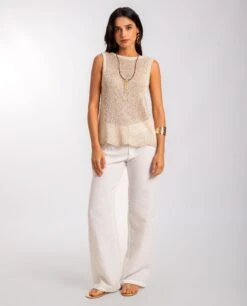 TOP GLOWING FEVER · DORADO -[品牌] Ventas THE-ARE top dorado brillos espalda baja mujer the are eci img 4