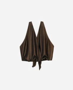 TOP WONDER · DORADO -[品牌] Ventas THE-ARE top dorado espalda abierta escote ablusado brillo fiesta mujer the are eci img 5