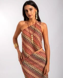 TOP CORAL SOUL · ESTAMPADO -[品牌] Ventas THE-ARE top estampado asimetrico brillos conujnto mujer the are eci img 1