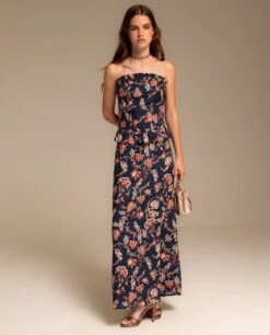 TOP VEGA · AZUL MARINO -[品牌] Ventas THE-ARE top estampado flores azul corpino conjunto invitada mujer the are eci img 4