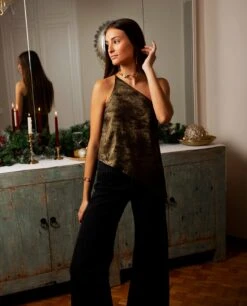 TOP YOU READY · DORADO -[品牌] Ventas THE-ARE top metalizado dorado asimetrico sin mangas fiesta mujer the are