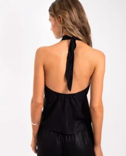 TOP NEVER LATE · NEGRO -[品牌] Ventas THE-ARE top negro brillante escote cruzado conjunto mujer the are eci img 2