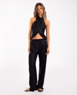 TOP NEVER LATE · NEGRO -[品牌] Ventas THE-ARE top negro brillante escote cruzado conjunto mujer the are eci img 4