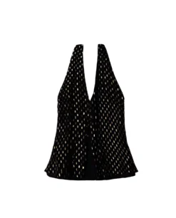 TOP WISH HOUR · NEGRO -[品牌] Ventas THE-ARE top negro detalles dorados escote pico lazada al cuello mujer the are eci img 5 scaled