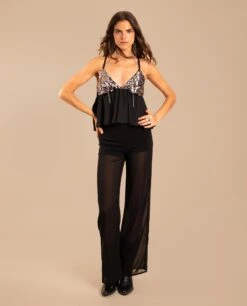 TRIANGLE TOP · NEGRO -[品牌] Ventas THE-ARE top negro fiesta lentejuelas gasa fiesta mujer the are 1