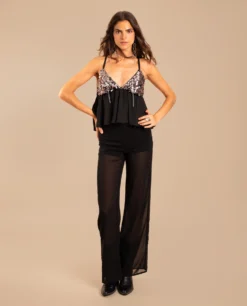 TRIANGLE TOP · NEGRO -[品牌] Ventas THE-ARE top negro fiesta lentejuelas gasa fiesta mujer the are 1 scaled