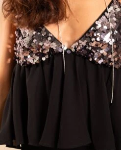 TRIANGLE TOP · NEGRO -[品牌] Ventas THE-ARE top negro fiesta lentejuelas gasa fiesta mujer the are 6