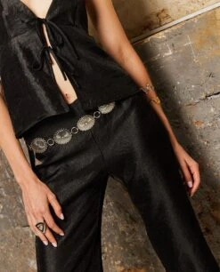 PANTALÓN STARDUST · NEGRO -[品牌] Ventas THE-ARE top negro lencero tirantes abertura delantera escote triangulo fiesta mujer the are 4 360cd9e2 7d8b 4eb4 812f 8293af9ae317