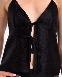 TOP STARDUST · NEGRO -[品牌] Ventas THE-ARE top negro lencero tirantes abertura delantera escote triangulo fiesta mujer the are eci img 4