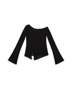 TOP EVENING MEMORIES · NEGRO -[品牌] Ventas THE-ARE top negro punto manga larga asimetria mujer the are eci img 5