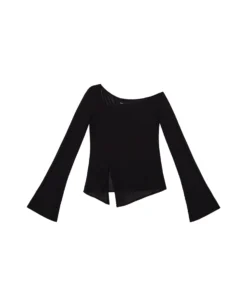 TOP EVENING MEMORIES · NEGRO -[品牌] Ventas THE-ARE top negro punto manga larga asimetria mujer the are eci img 5 scaled