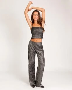 TOP NIGHT CONFESSIONS · PLATA -[品牌] Ventas THE-ARE top plata metalizado tirantes escote recto fiesta mujer the are 1