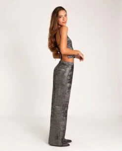 TOP NIGHT CONFESSIONS · PLATA -[品牌] Ventas THE-ARE top plata metalizado tirantes escote recto fiesta mujer the are