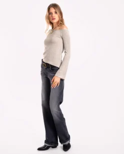 TOP SHINE BRIGHT · BEIGE -[品牌] Ventas THE-ARE top punto beige brillo manga larga lurex fiesta mujer the are 2 scaled