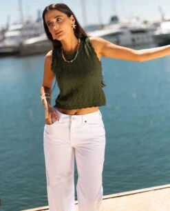 TOP BREEZY SOUL · VERDE -[品牌] Ventas THE-ARE top punto calado verde sin mangas mujer the are 2