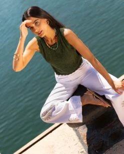 TOP BREEZY SOUL · VERDE -[品牌] Ventas THE-ARE top punto calado verde sin mangas mujer the are 3