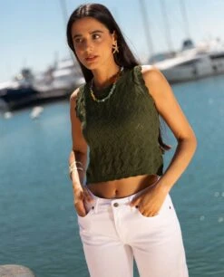 TOP BREEZY SOUL · VERDE -[品牌] Ventas THE-ARE top punto calado verde sin mangas mujer the are 4