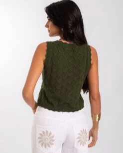 TOP BREEZY SOUL · VERDE -[品牌] Ventas THE-ARE top punto calado verde sin mangas mujer the are eci img 2