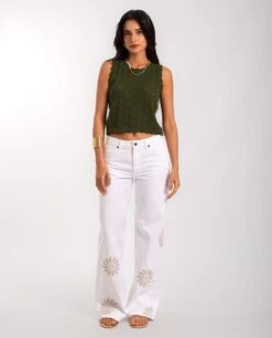 TOP BREEZY SOUL · VERDE -[品牌] Ventas THE-ARE top punto calado verde sin mangas mujer the are eci img 4