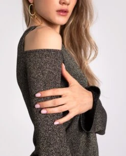 TOP SHINE BRIGHT · NEGRO -[品牌] Ventas THE-ARE top punto negro brillo manga larga lurex fiesta mujer the are eci img 3