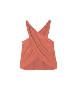 TOP NEVER LATE · TERRACOTA -[品牌] Ventas THE-ARE top terracota brillante escote cruzado conjunto mujer the are eci img 5