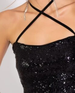 TOP AFTER MIDNIGHT · NEGRO -[品牌] Ventas THE-ARE top tirantes lentejuelas negro fiesta navidad mujer the are eci img 3