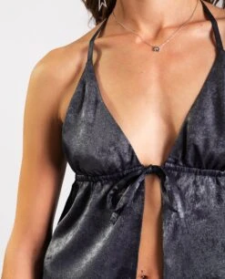 TOP GO FOR IT · PLOMO -[品牌] Ventas THE-ARE top triangulo metalizado mariposa fiesta mujer the are eci img 3