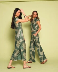 TOP JADE BLOOM · VERDE -[品牌] Ventas THE-ARE top verde escote cerrado satinado jacquard conjunto elegante fiesta mujer the are 9