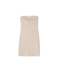 VESTIDO LEAVING HOME · BEIGE -[品牌] Ventas THE-ARE vestido corto beige lurex brillo palabra honor mujer the are eci img 5