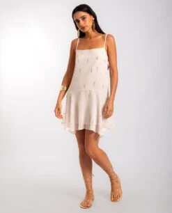 VESTIDO SUN'S UP ·BLANCO -[品牌] Ventas THE-ARE vestido corto blanco tirantes volantes mujer the are eci img 1